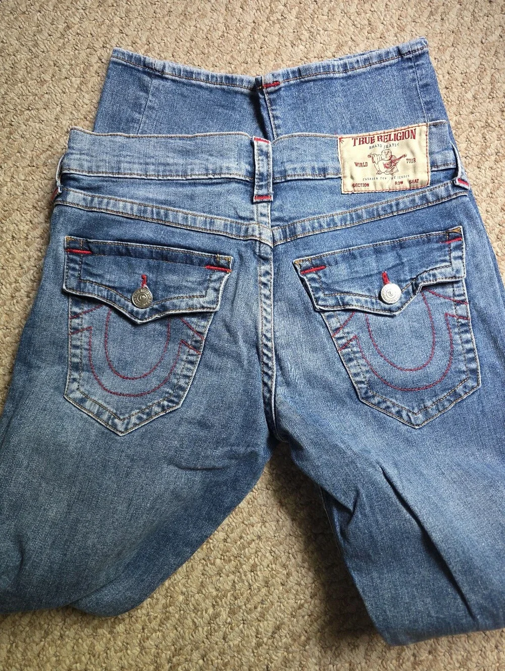 True Religion Men's Blue Denim Jeans -  Relaxed Straight